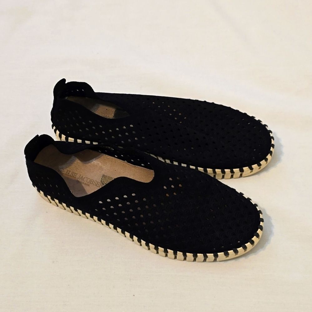 Ilse Jacobsen Tulip Black Perforated Slip On Sneakers, Size 38 (us8)